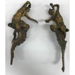 A pair of 19th Century gilded metal decorative sections of mer people,