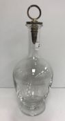 A Sheffield plated and cut glass claret jug (plate with some damage),