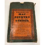 A paper covered canvas map "Froggett's Map of the Country 30 miles round London",