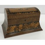 A 19th Century Tunbridge ware dome top stationery box of flared form,