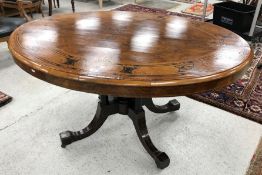A Victorian burr walnut and marquetry inlaid loo table,