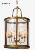 A Sofa Workshop "Howarth" six light pendant hanging lantern with brass finish (boxed),