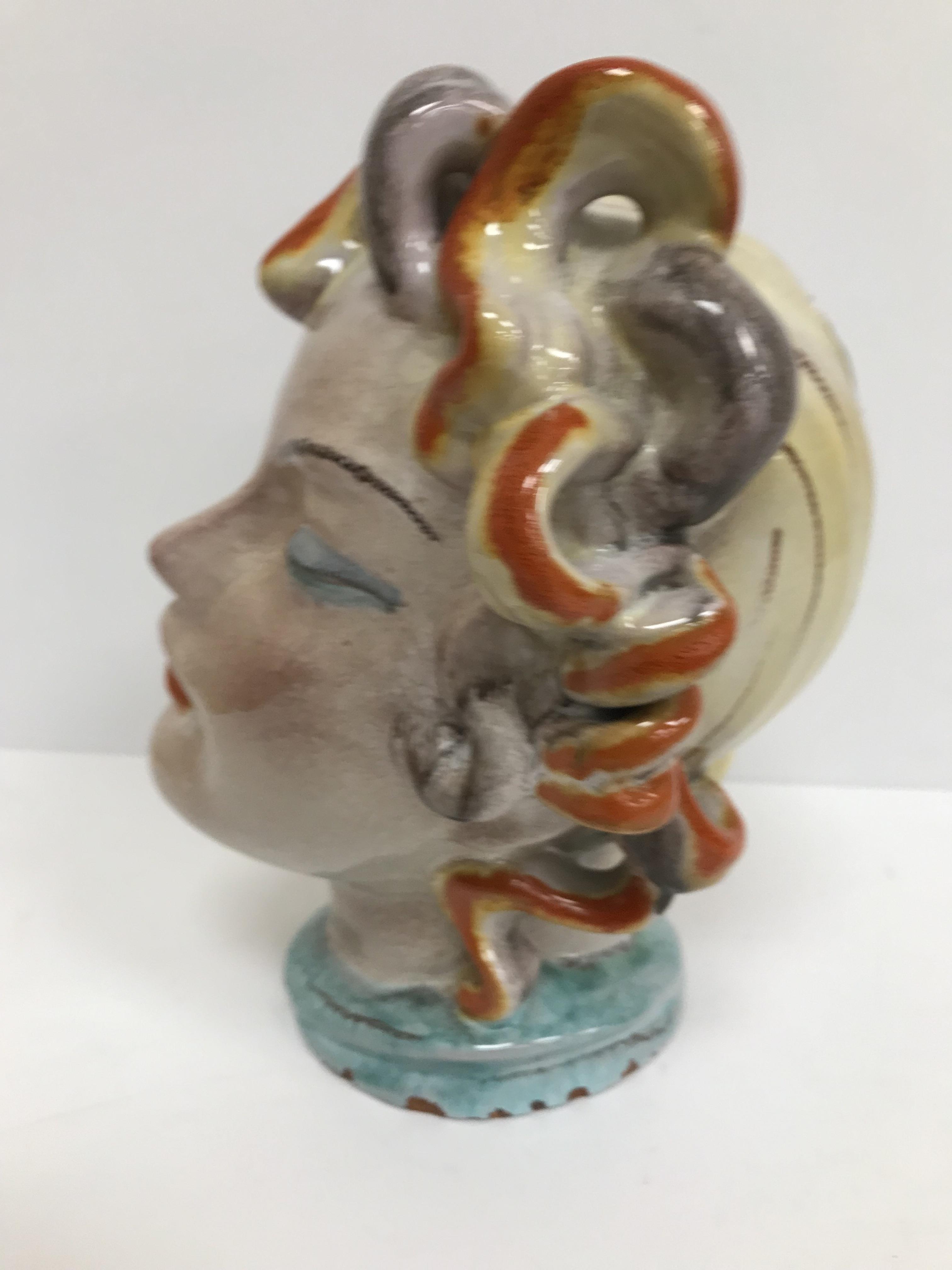 A Continental glazed pottery figure of a "Lady's head" in the Art Deco Goldscheider manner, No'd. - Image 8 of 27