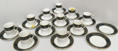 A set of eleven Royal Doulton "Carlyle" pattern coffee cans and thirteen saucers together with a