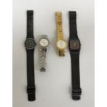 A collection of four Skagen Denmark wristwatches