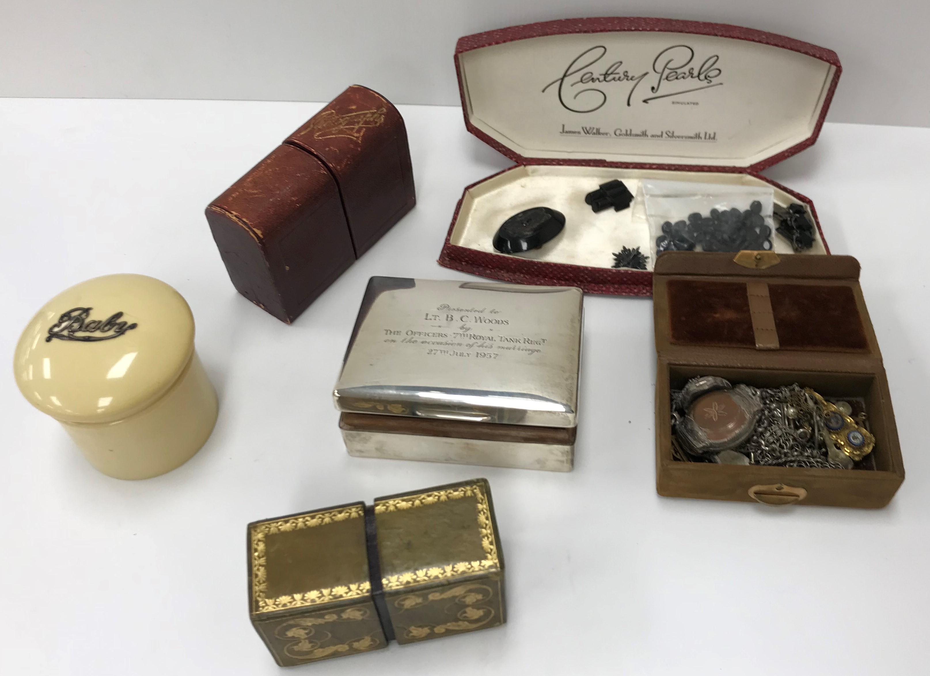 A box of various sundry collectable items including a silver and tortoiseshell mounted pin box, - Image 2 of 3