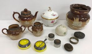 A collection of Doulton Lambeth harvest ware comprising teapot,