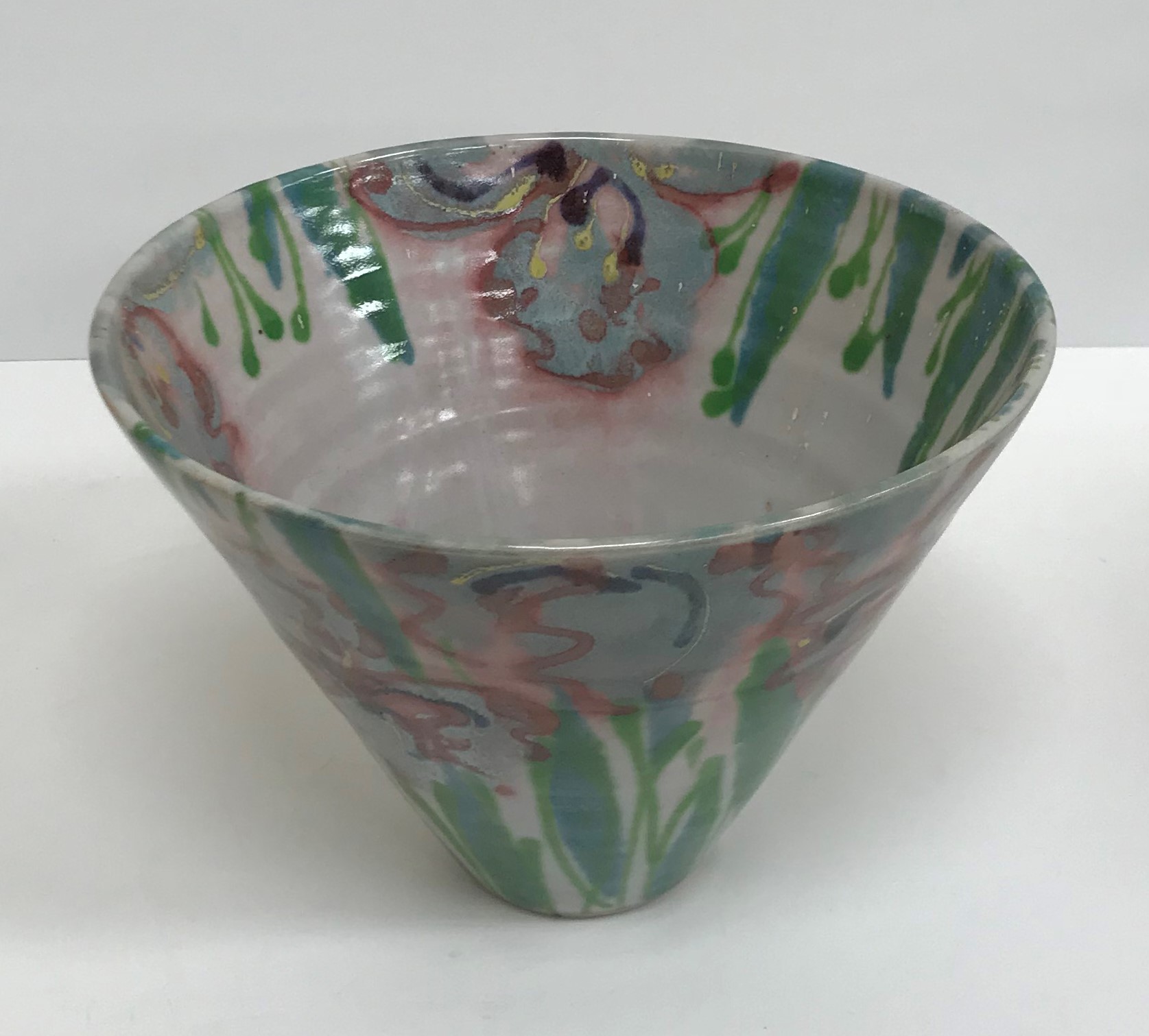 A Janice Tchalenko conical shaped vase or bowl with floral decoration, 31. - Image 2 of 2