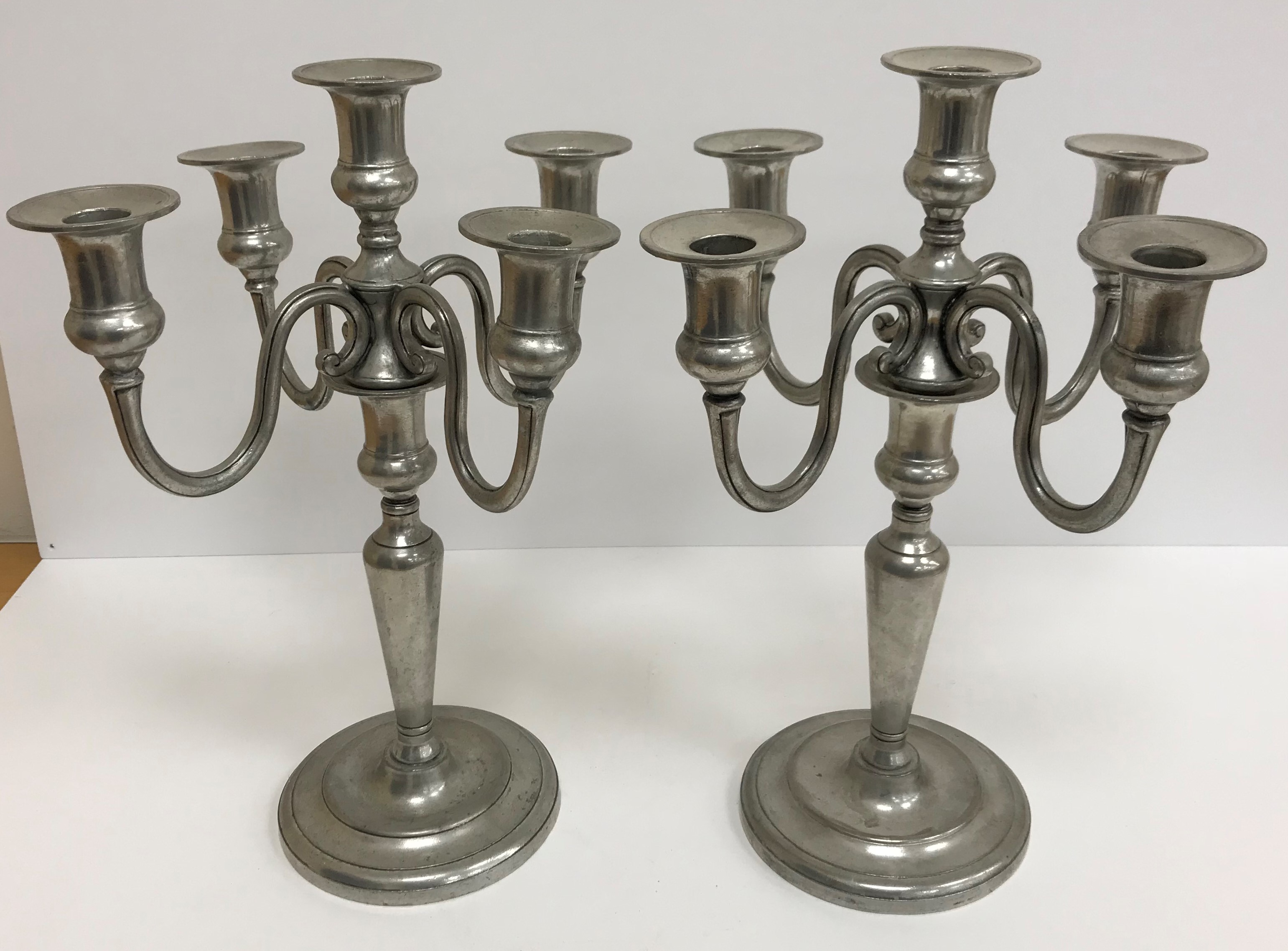 A collection of various candle holders including a Munka pewter four section candle stand, - Image 6 of 6