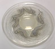 A Rene Lalique "Ondines" plate with opalescent figures, signed to base "R Lalique France", 27.