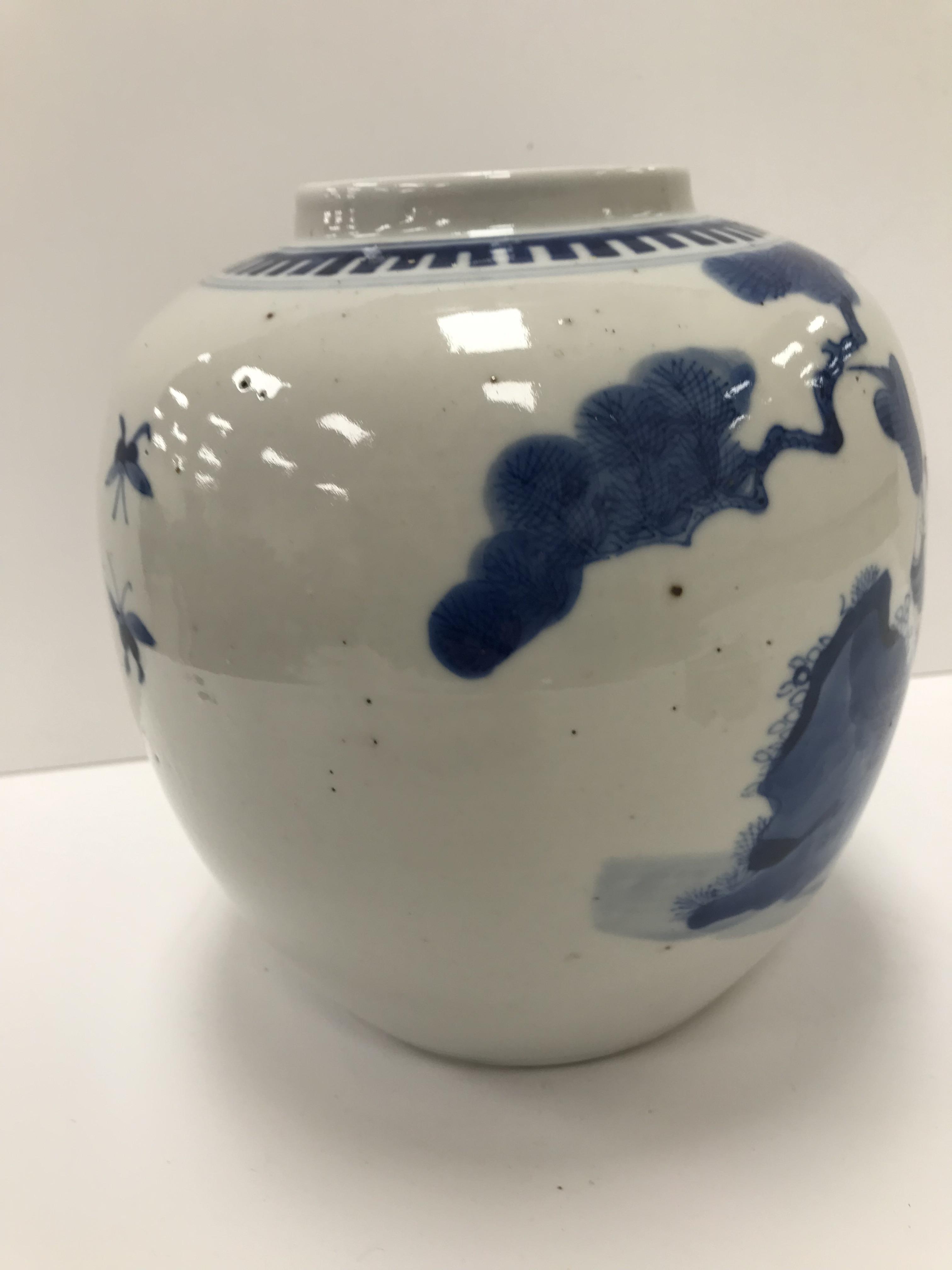 A 19th Century Chinese blue and white ginger jar and cover decorated with figures playing music and - Image 19 of 31