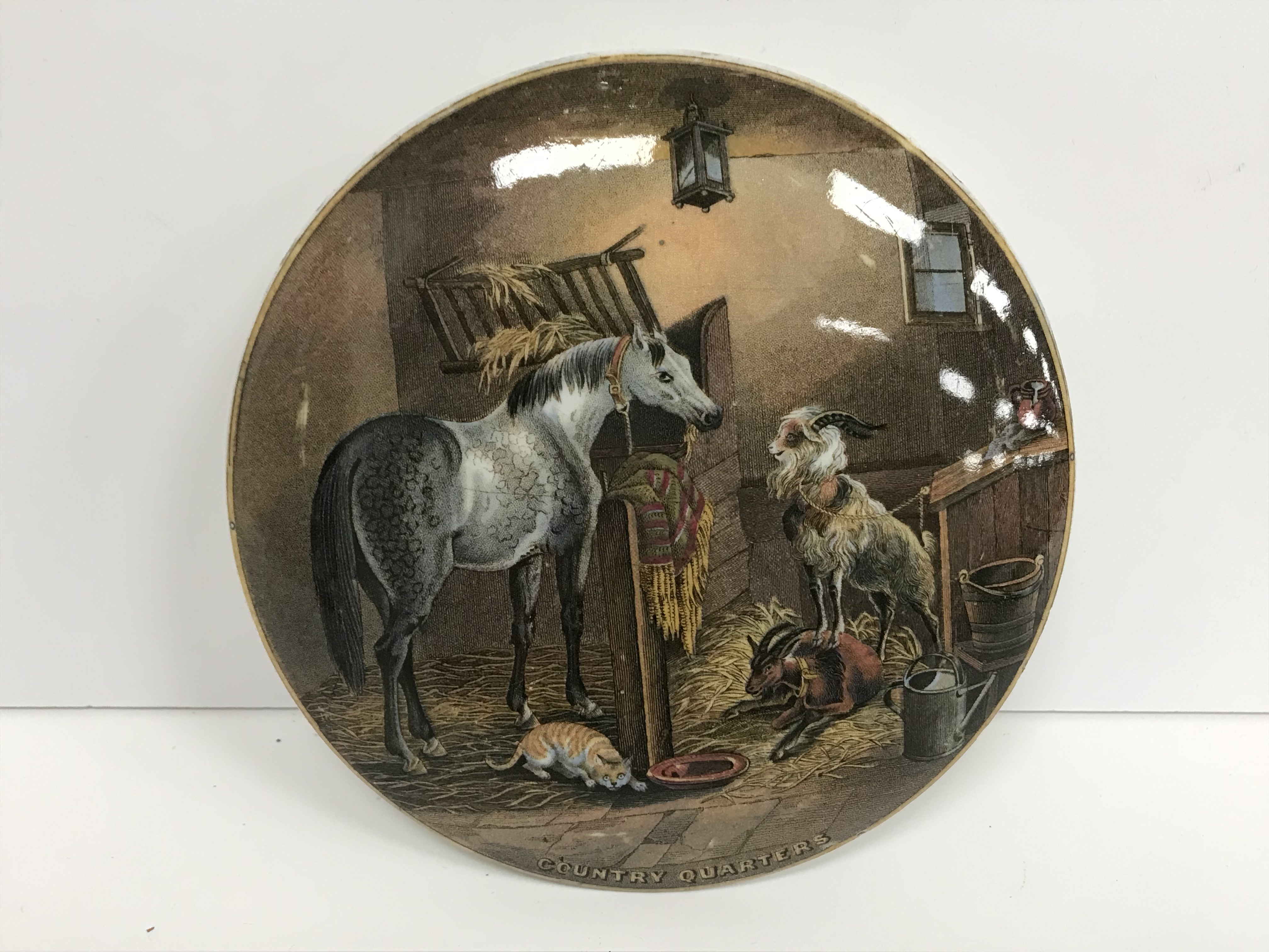 A collection of three 19th Century Pratt ware type pot lids comprising "Farriers" and "Preparing - Image 5 of 5