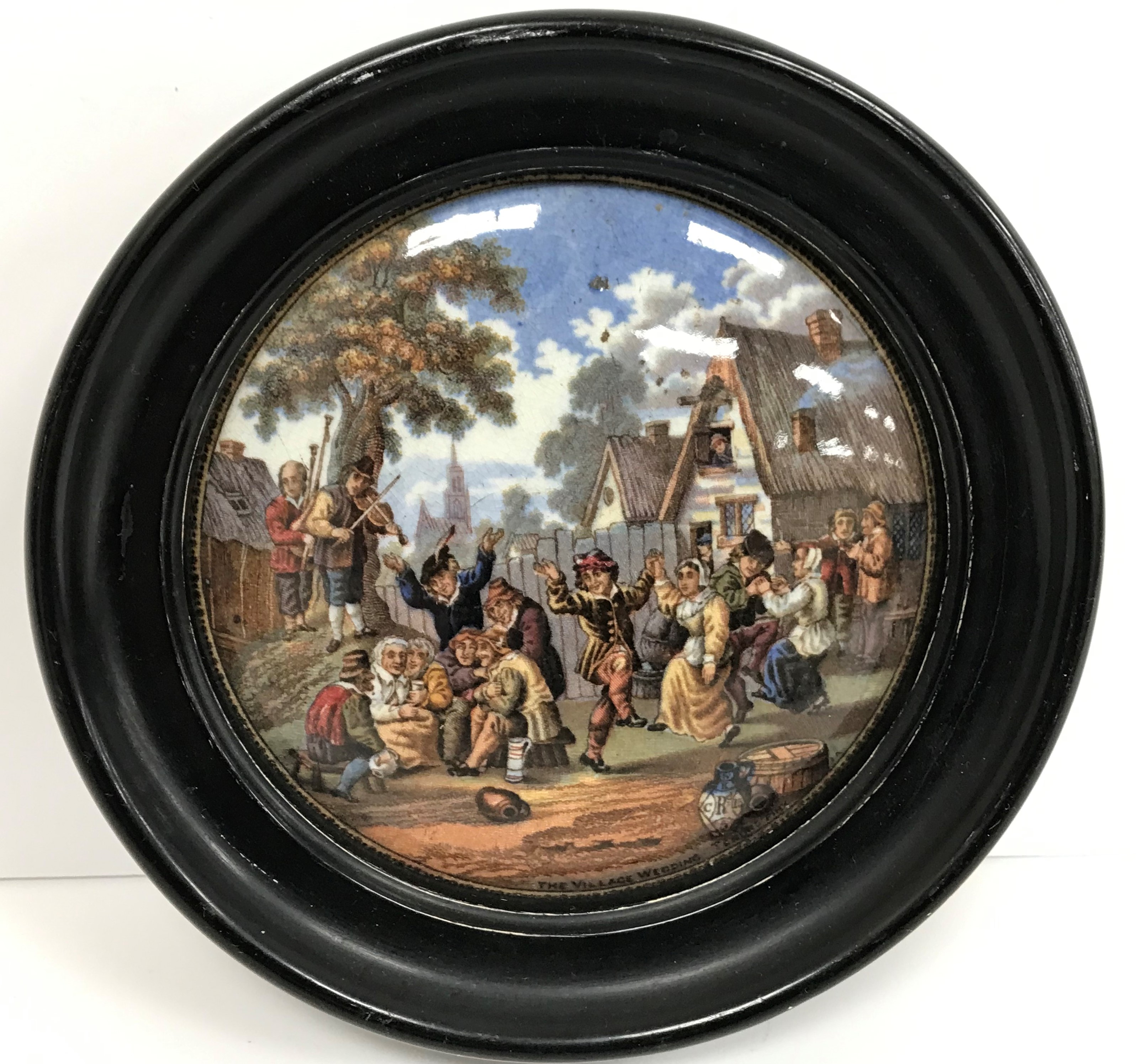 A collection of three 19th Century Pratt ware type pot lids comprising "The Village Wedding" (one - Image 3 of 4