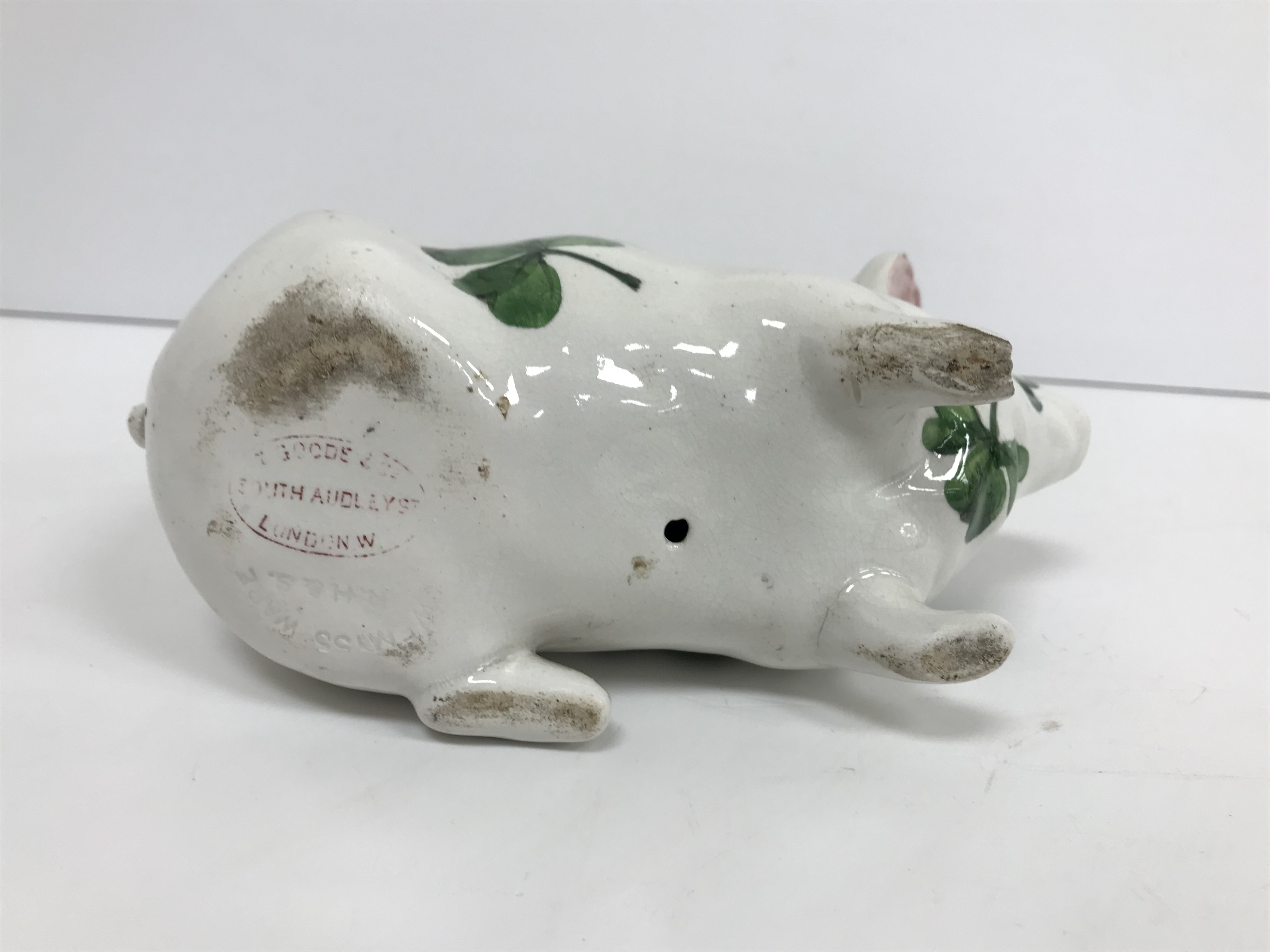 A Wemyss pottery pig with all over green clover decoration, - Image 4 of 6