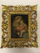 AFTER RAPHAEL "Madonna della Sedia", oil on board, 13 cm x 9.
