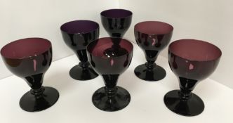 A collection of William Yeoward glassware to include a set of six amethyst rummers 9.