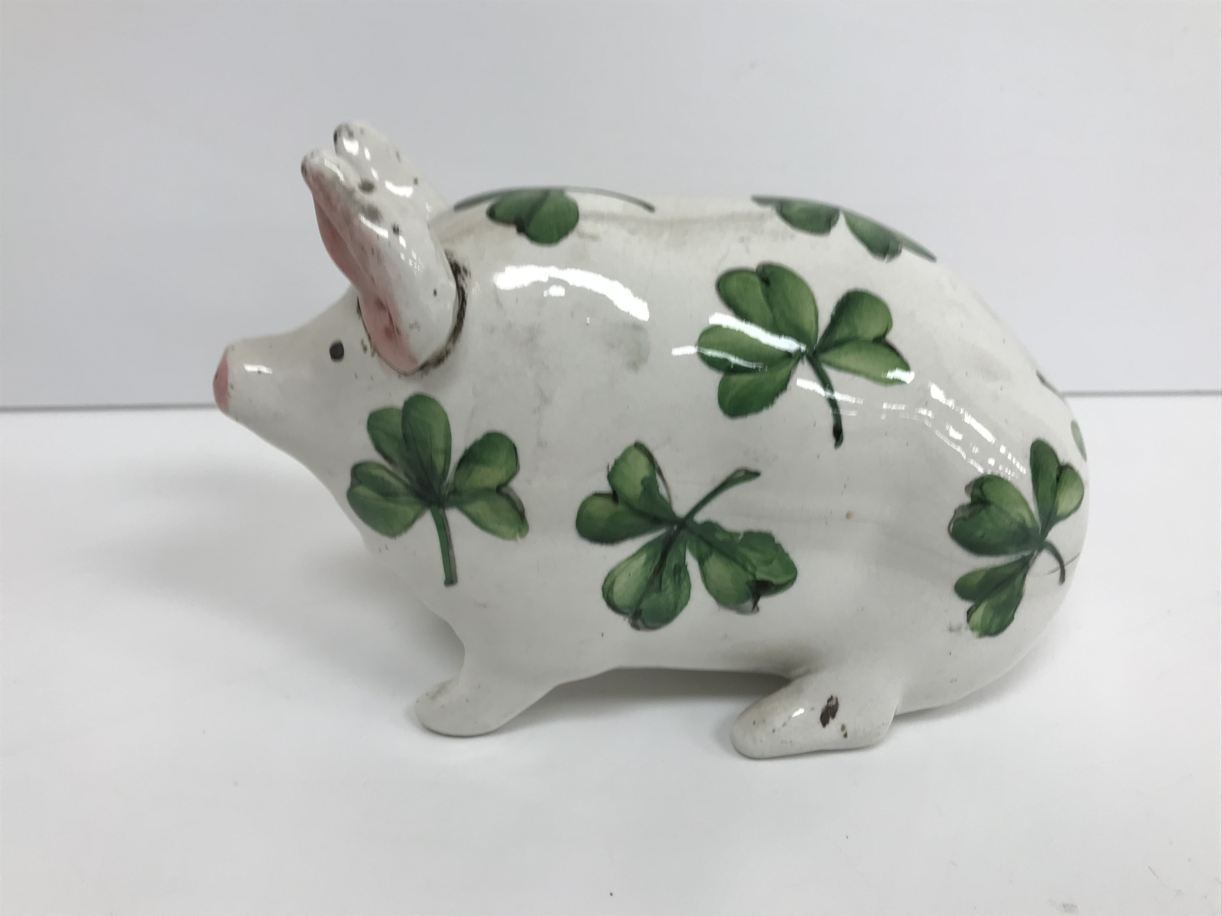 A Wemyss pottery pig with all over green clover decoration, - Image 2 of 6