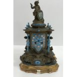 A 19th Century French gilt spelter and enamel cased mantel clock,