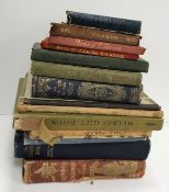 A collection of various books including DANIEL DEFOE 