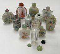 A Chinese rock crystal scent bottle of tapering cylindrical form,