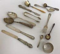 A collection of silver and plated wares to include a silver mounted dressing table mirror and set