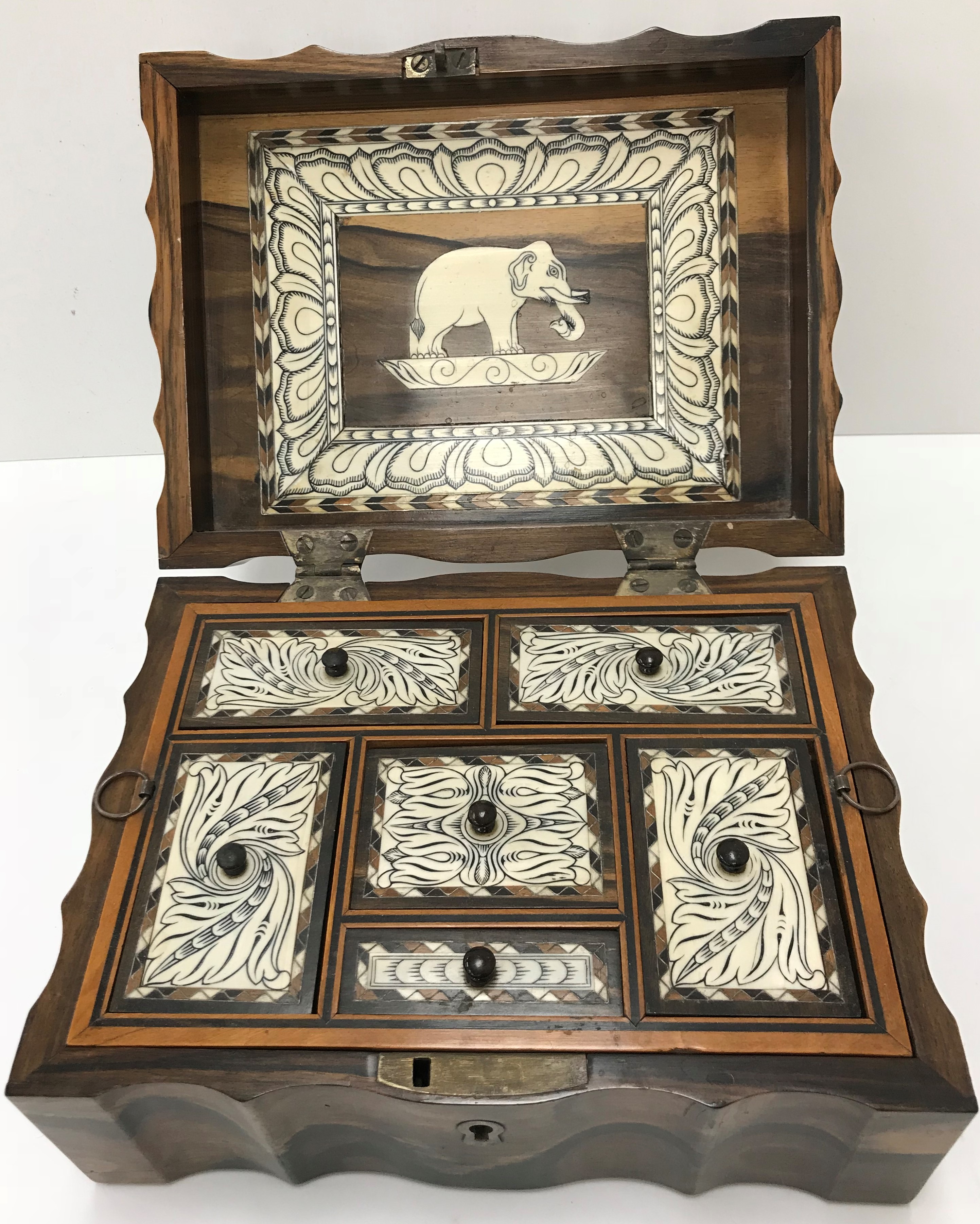 A circa 1900 Anglo-Indian coromandel and ivory inlaid workbox, - Image 2 of 2