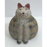 A collection of ten various pottery and wooden cat ornaments, including one by Mike Hinton,