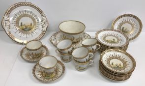 A 19th Century English china part tea set comprising twelve cups and twelve saucers, slop bowl,