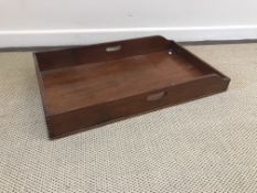 A 19th Century mahogany rectangular two handled butler's tray of typical form, 76 cm x 44.5 cm x 10.