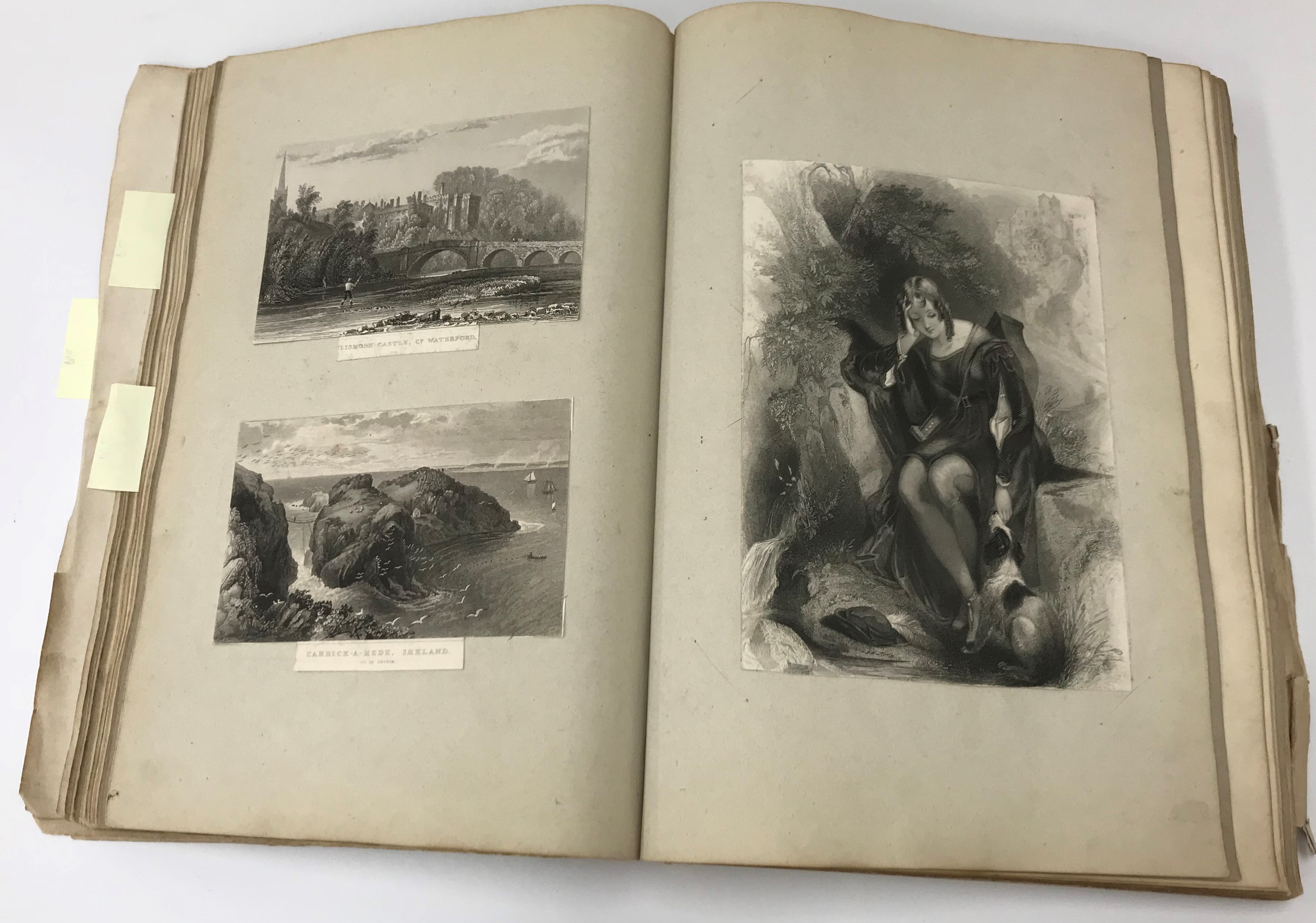 A Victorian scrapbook containing various scraps, prints, engravings, etchings, etc, - Image 3 of 4