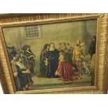 J MOUNIER "Mary Queen of Scots and attendants in a courtyard", oil on canvas, signed lower right,
