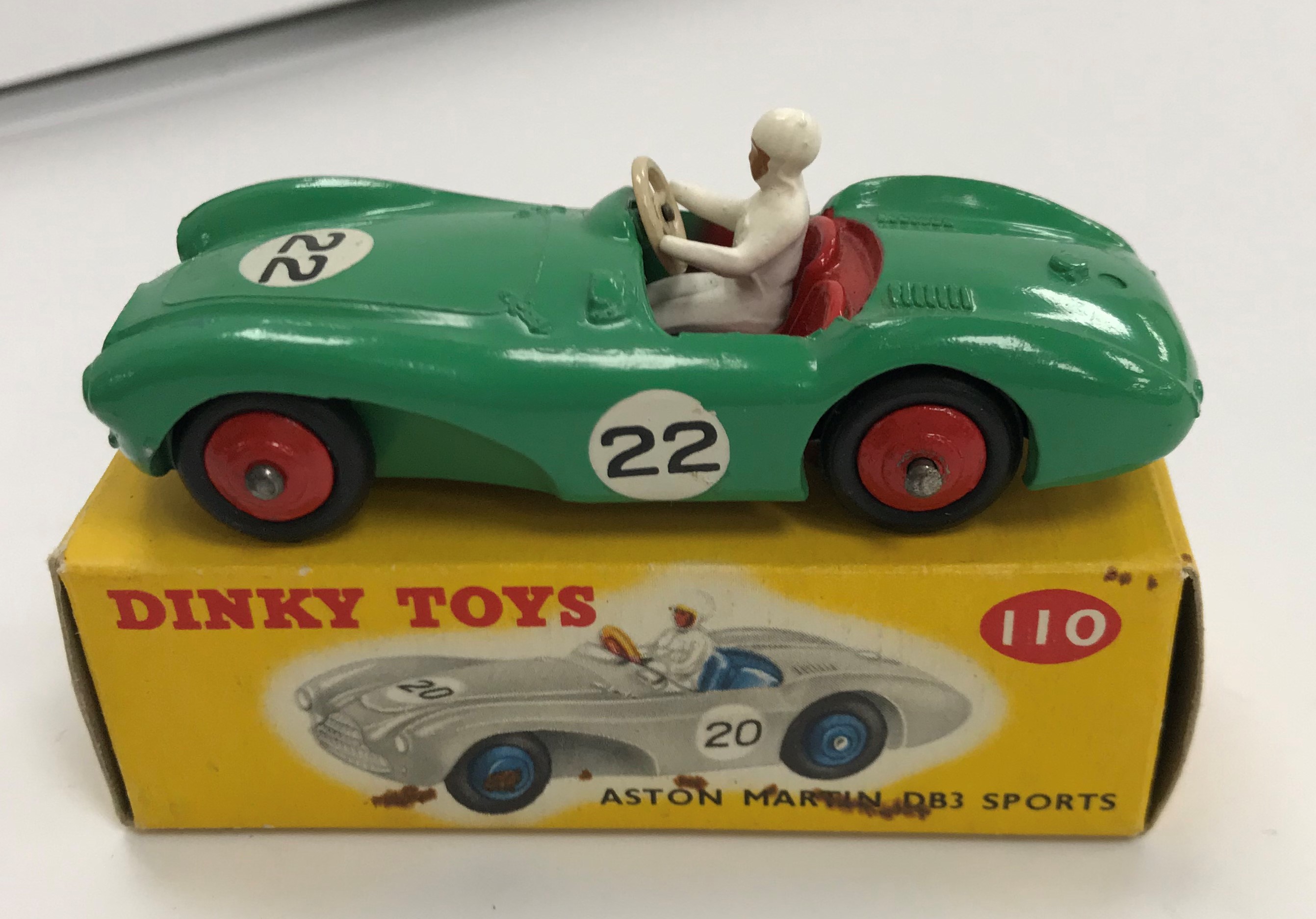 A Dinky Toys Triumph TR2 Sports (111) pale blue with racing paintwork and red hubs (boxed), - Image 3 of 5