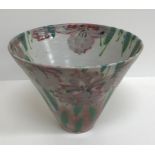 A Janice Tchalenko conical shaped vase or bowl with floral decoration, 31.