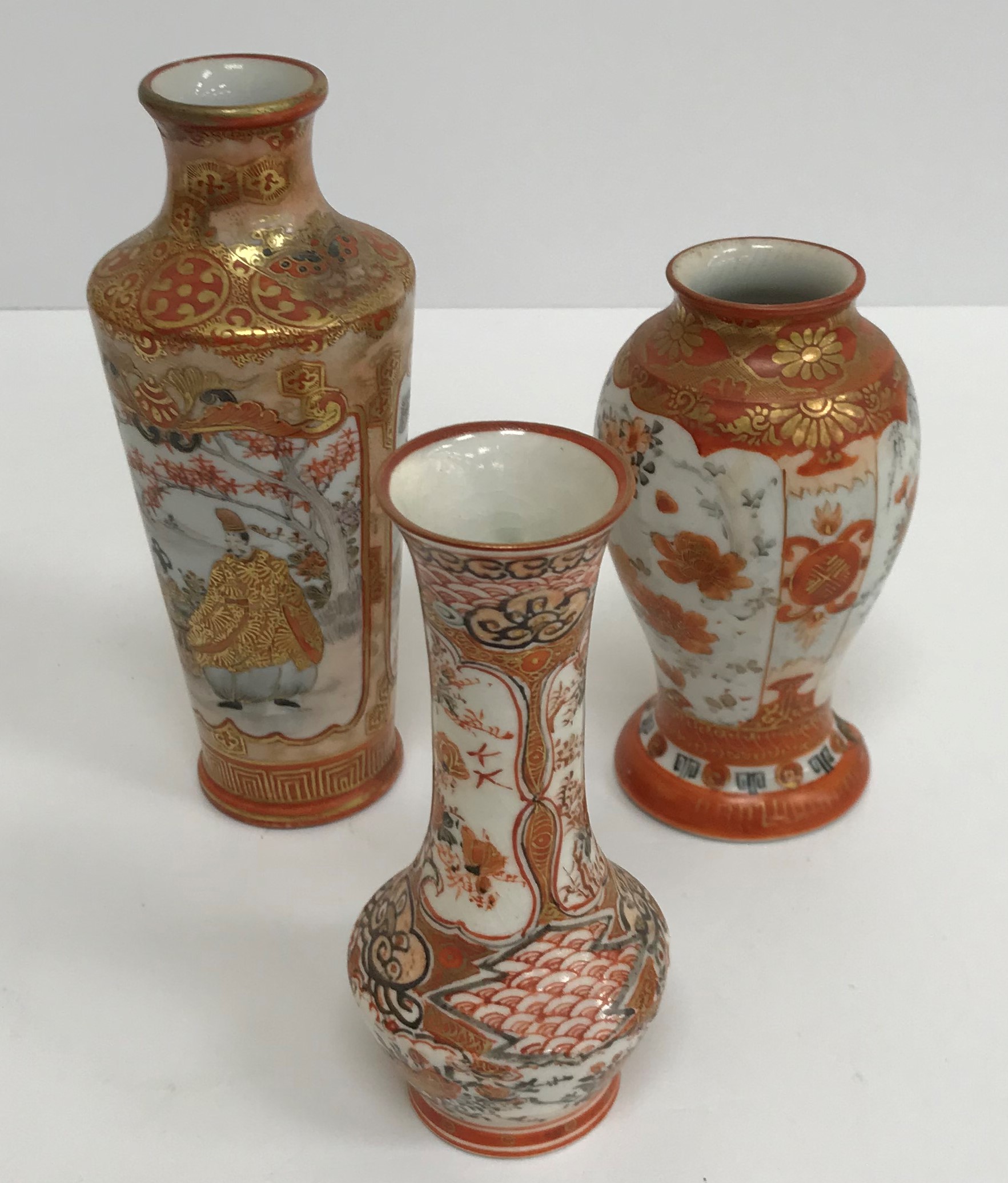 A collection of Japanese Meiji period Kutani ware vases including a moon flask shaped vase with - Image 2 of 152