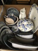 A box containing Emma Bridgewater spongeware, including cups, soap dish etc,