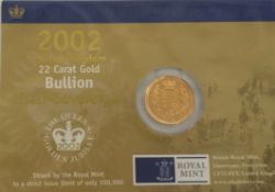 A 2002 Elizabeth II half sovereign,