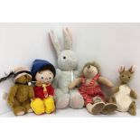 A collection of twenty-one various soft toys including a Deans Ragbook Company Miss Pinky limited