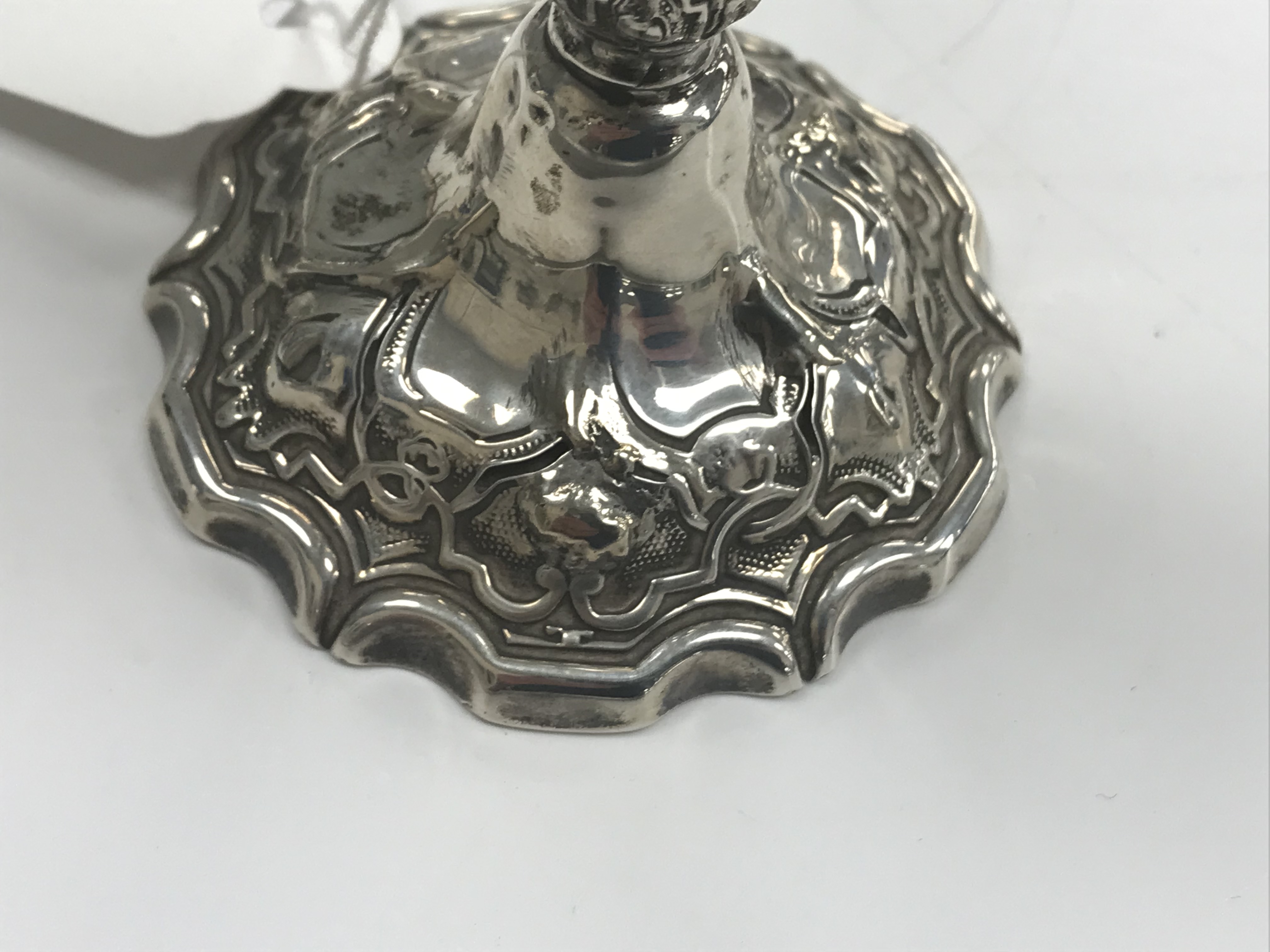 A Victorian silver chamberstick with acanthus leaf decoration and scrolling C handle, - Image 16 of 20