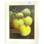 ANGIE WILSON "Apples" and "Lemons", still life studies, oil on board, a pair,