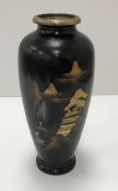 A Japanese Meiji Period yellow and white metal embellished tapering vase,