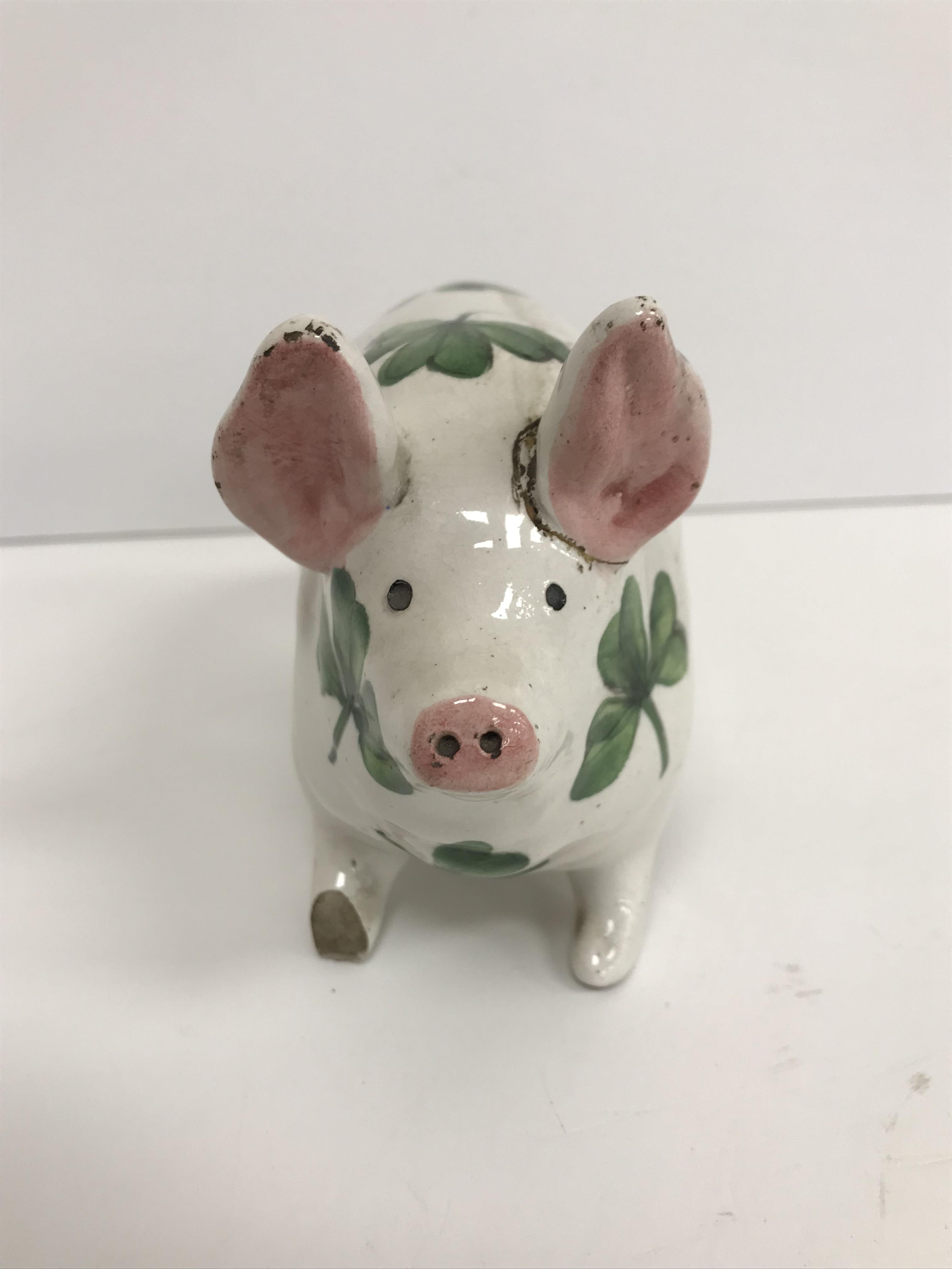 A Wemyss pottery pig with all over green clover decoration, - Image 6 of 6