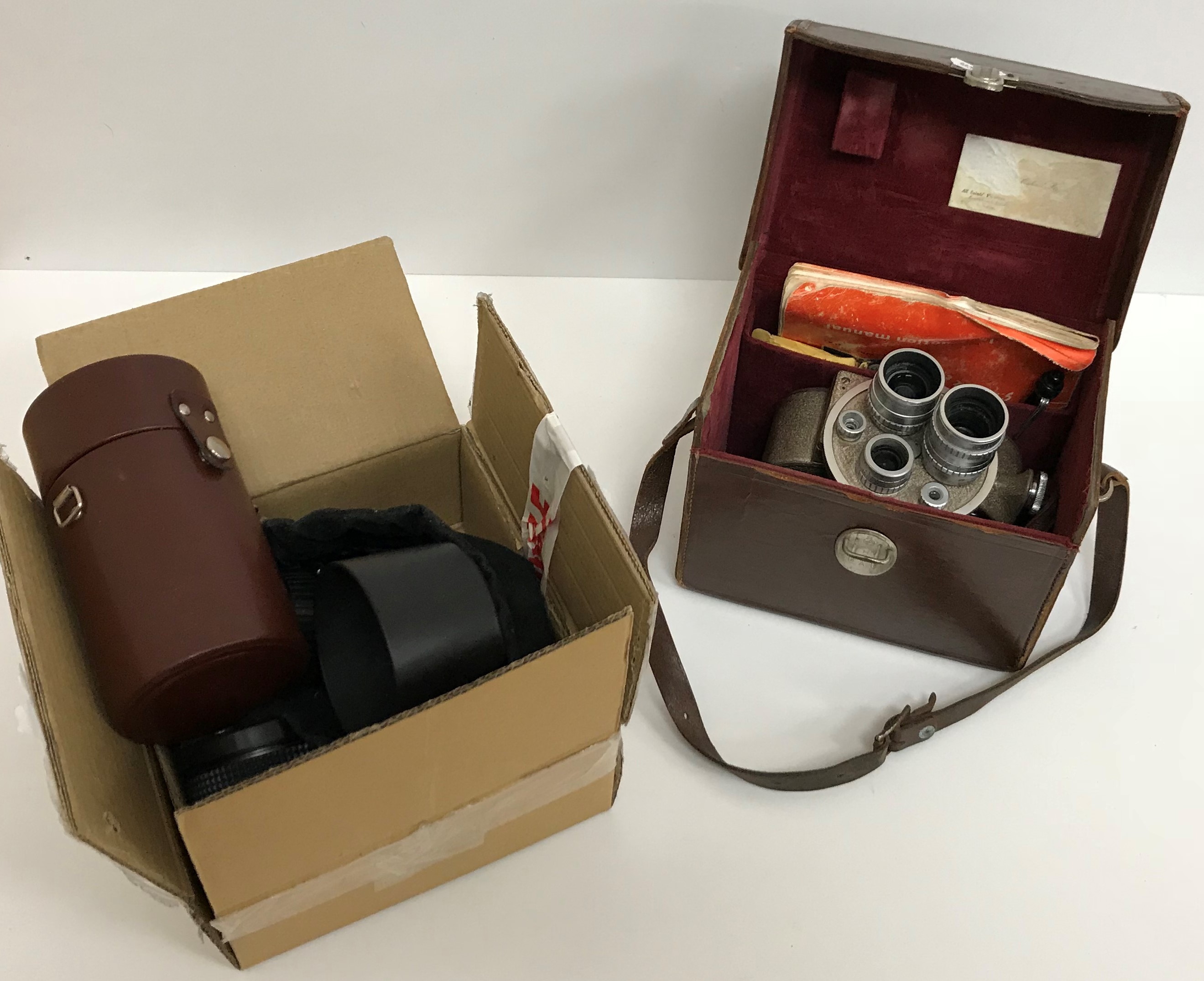 A Bell & Howell 605 Double Run 8 cine camera, boxed, with instruction manual,
