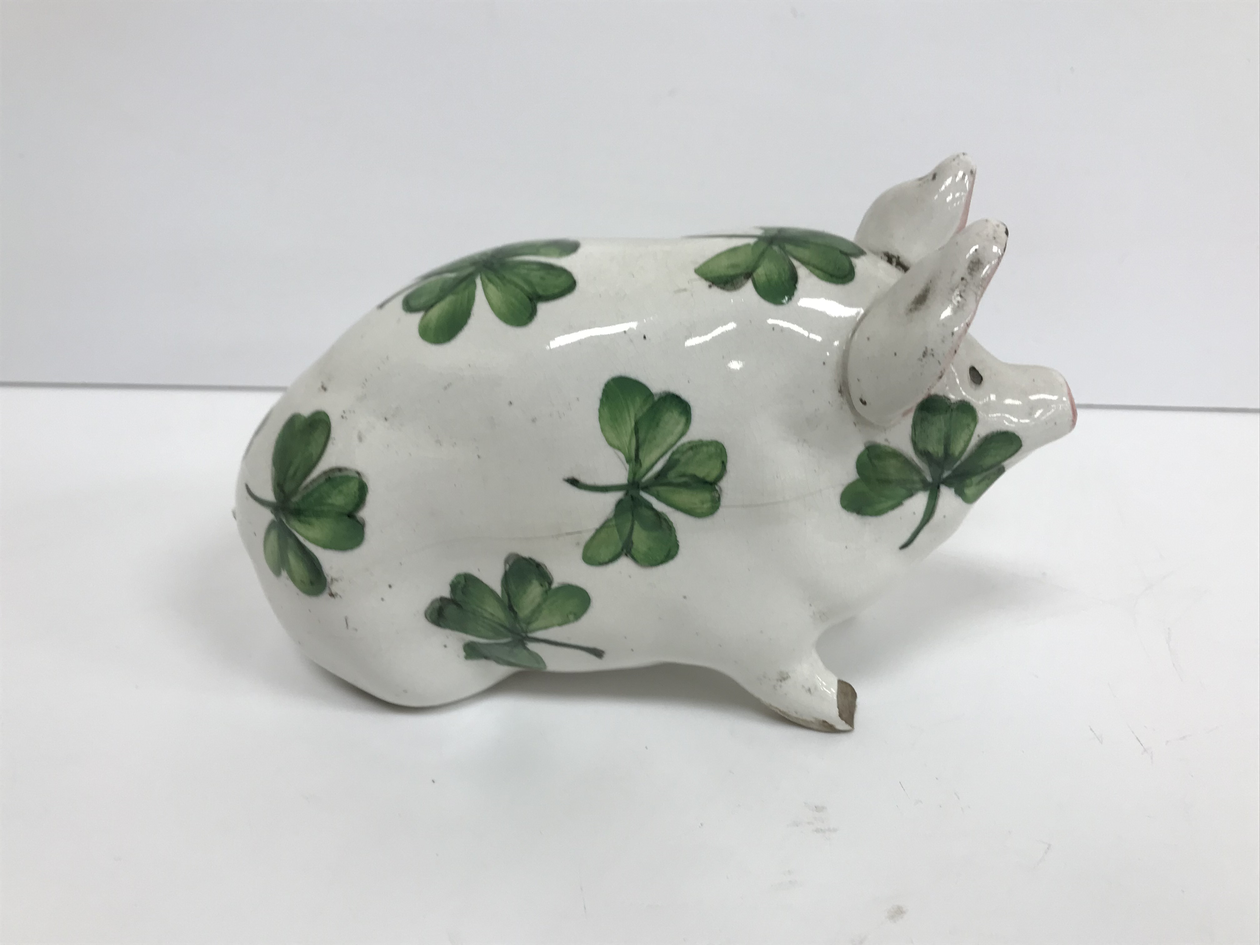 A Wemyss pottery pig with all over green clover decoration, - Image 3 of 6