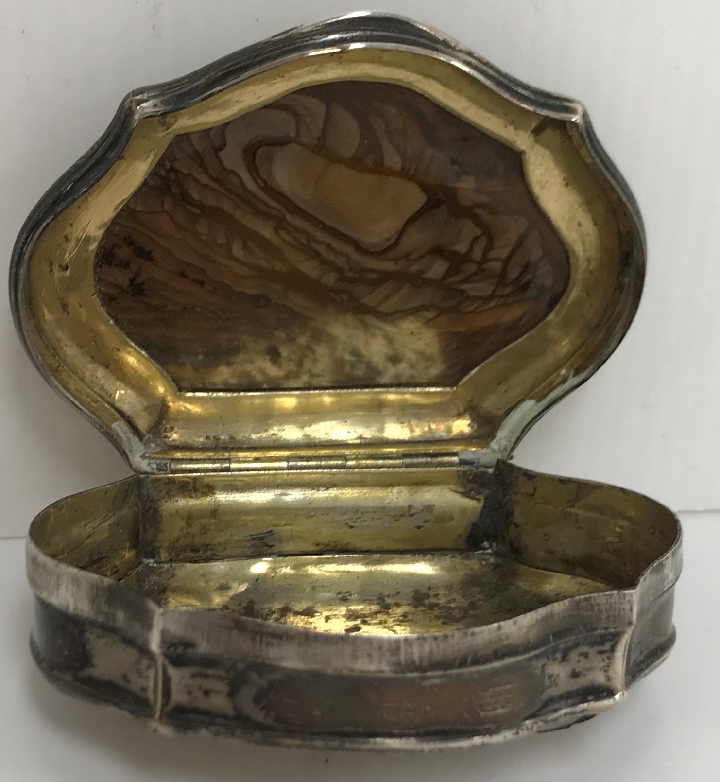 A silver hinge-lidded box, the lid set with hard stone medallion, - Image 4 of 4