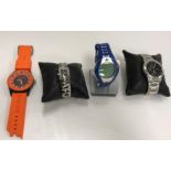 A box of assorted modern wristwatches bearing various names to include Superdry, Orlando, Adidas,