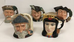 A collection of large Royal Doulton character jugs comprising "Robin Hood" (D6527),