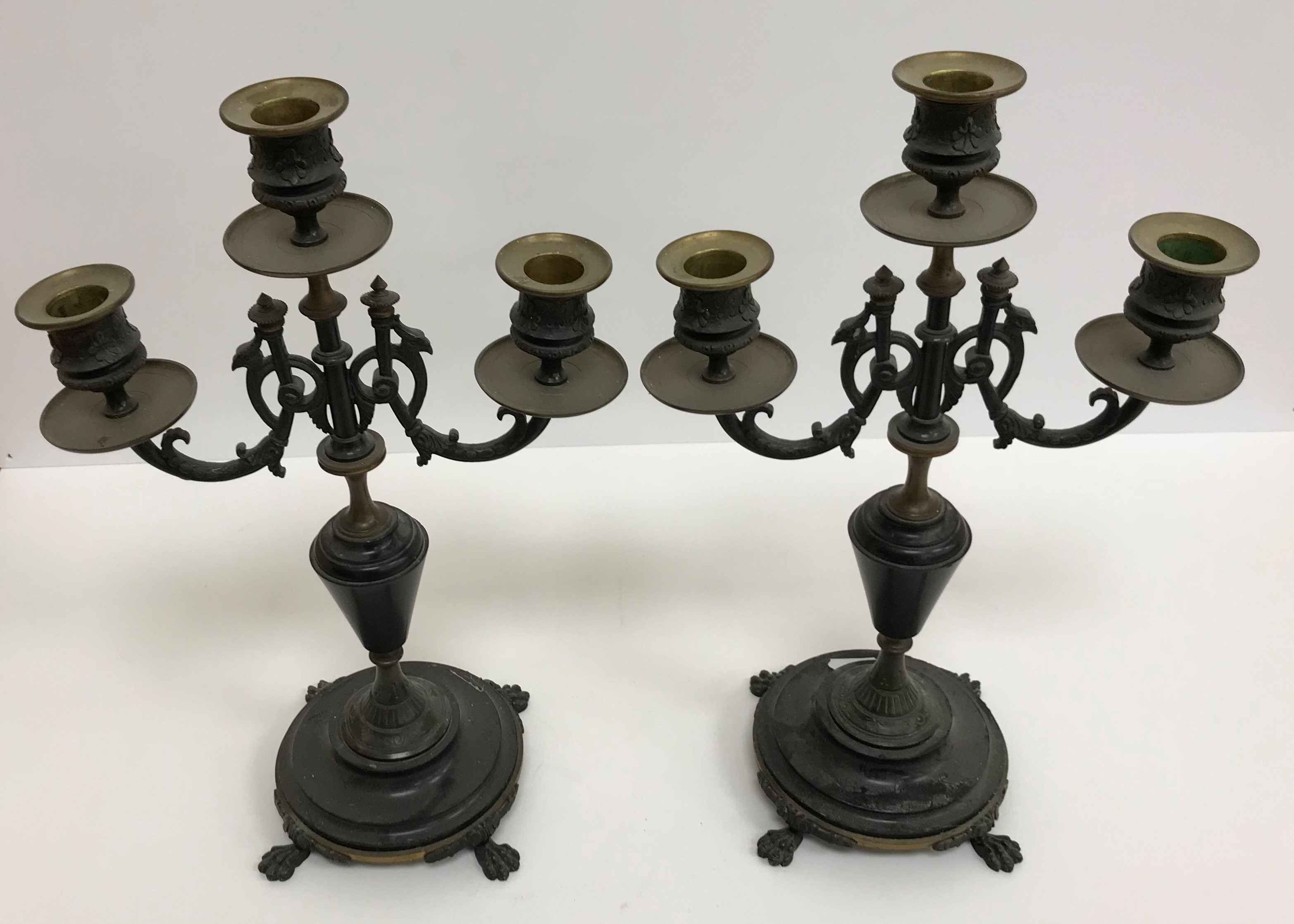 A collection of various candle holders including a Munka pewter four section candle stand, - Image 5 of 6