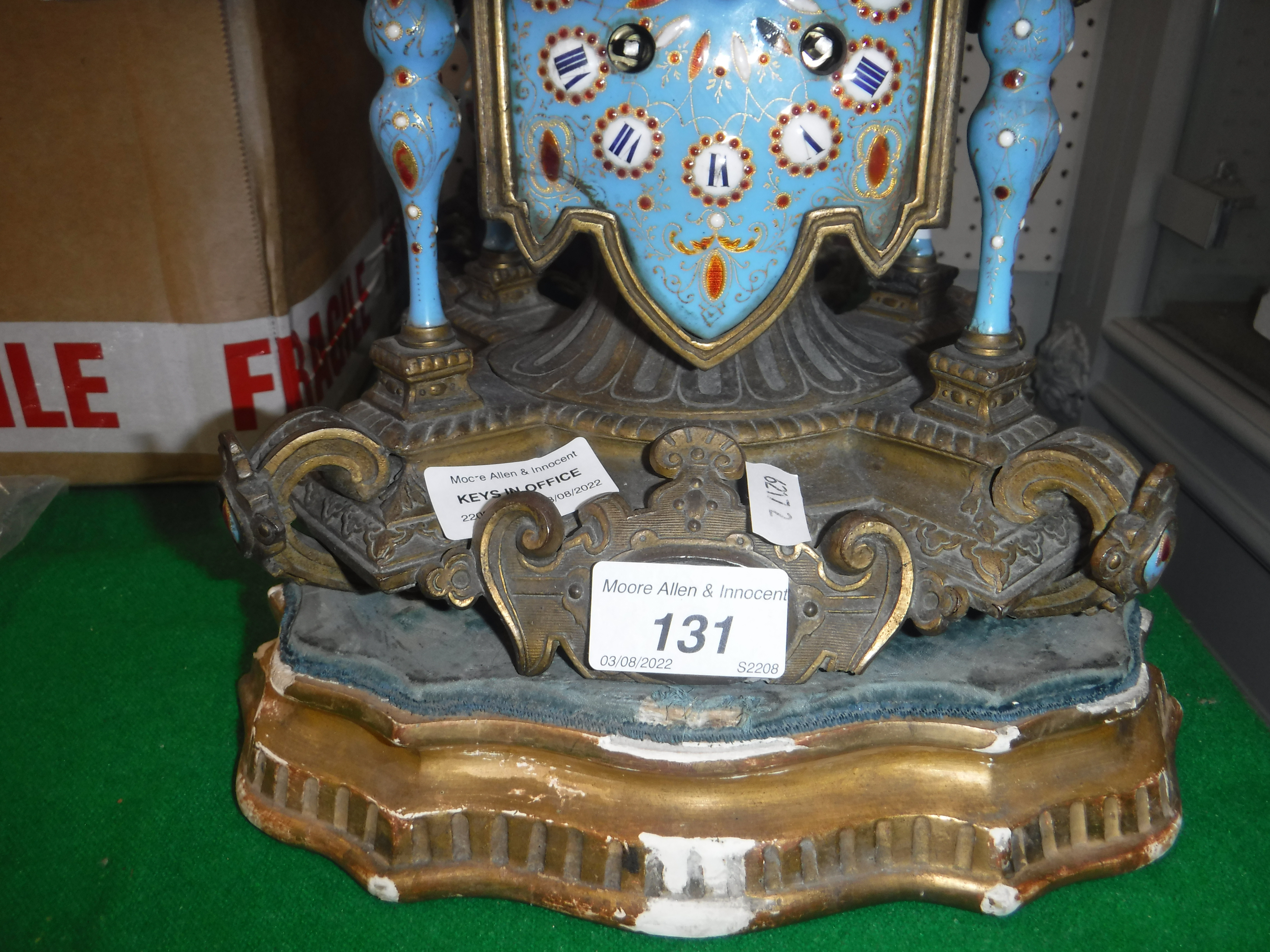 A 19th Century French gilt spelter and enamel cased mantel clock, - Image 9 of 24