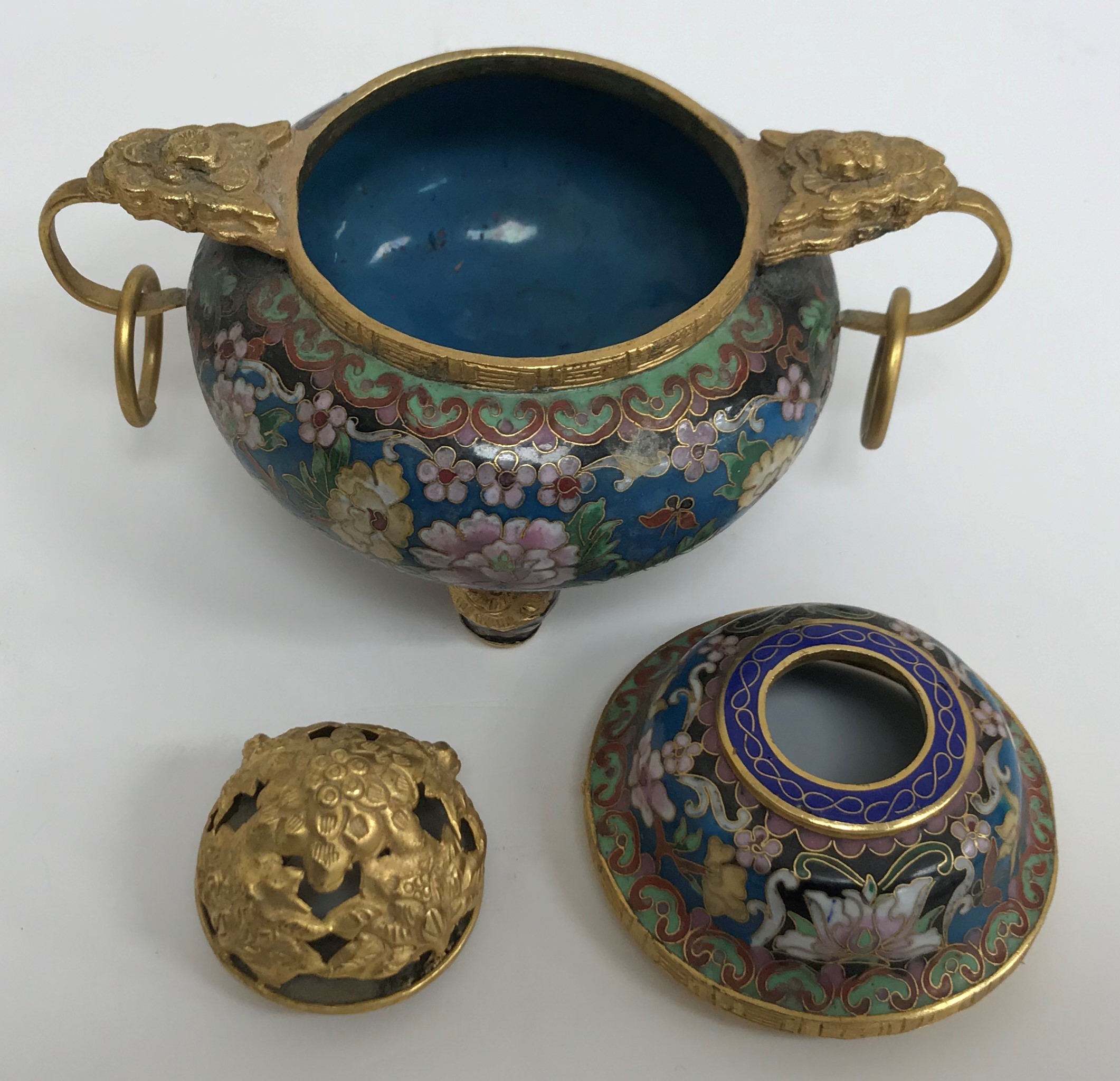 A Chinese cloisonné and gilt metal koro, - Image 2 of 3