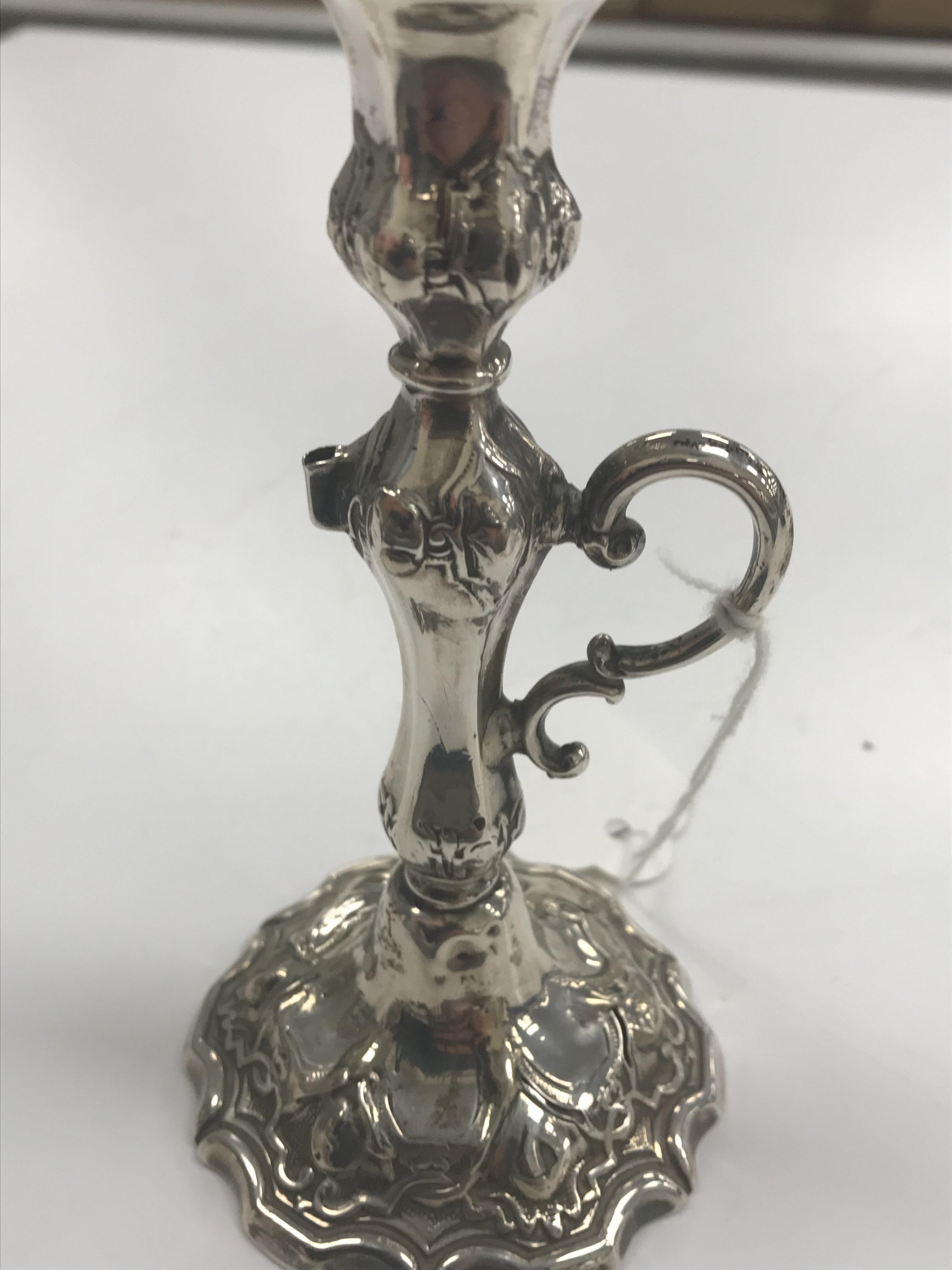 A Victorian silver chamberstick with acanthus leaf decoration and scrolling C handle, - Image 14 of 20